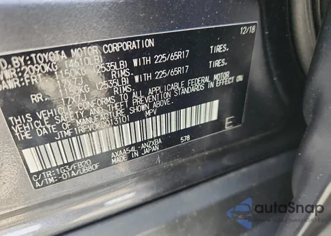 2019 Toyota Rav4 Le из США, поврежденный, VIN JTMF1RFV0KD013101